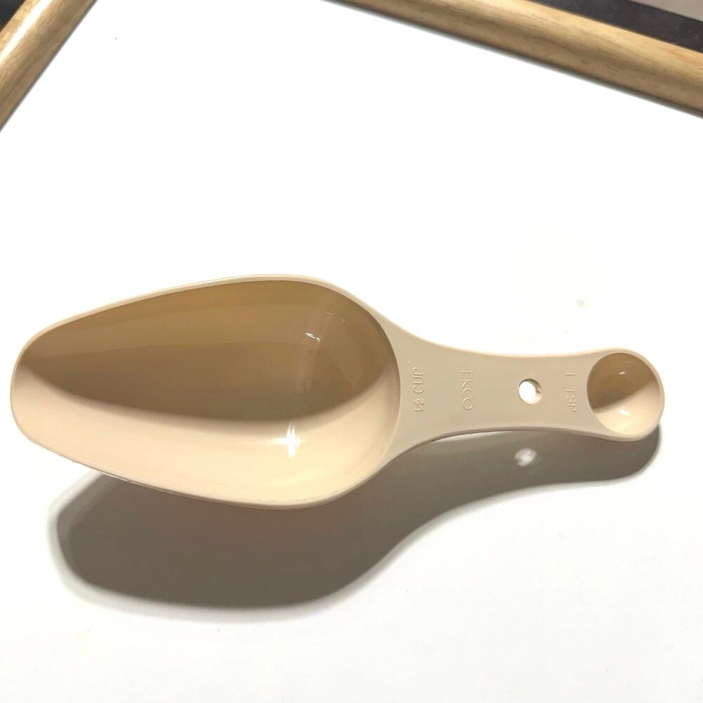 Ekco USA Dual Measuring Scoop 1 2 Cup and 1 Tsp Almond Beige Kitchen Tool